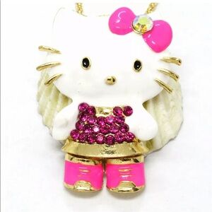 Hot pink gold hello kitty large necklace